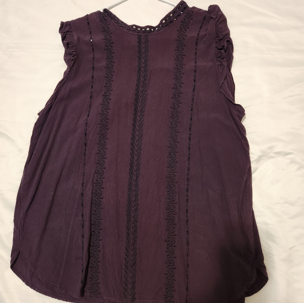 Loft Women's Purple Sleeveless Top Size XL